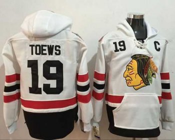 Chicago Blackhawks #19 Jonathan Toews White Name & Number Pullover NHL Hoodie