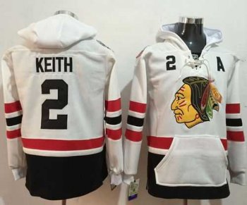 Chicago Blackhawks #2 Duncan Keith White Name & Number Pullover NHL Hoodie