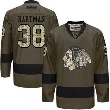 Chicago Blackhawks #38 Ryan Hartman Green Salute to Service Stitched NHL Jersey