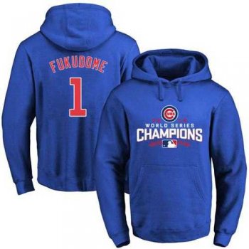 Chicago Cubs #1 Kosuke Fukudome Blue 2016 World Series Champions Pullover Baseball Hoodie