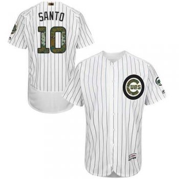 Chicago Cubs #10 Ron Santo White(Blue Strip) Flexbase Authentic Collection Memorial Day Stitched MLB Jersey