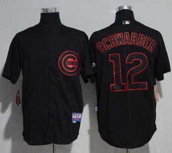 Chicago Cubs #12 Kyle Schwarber Black Strip Stitched MLB Jersey