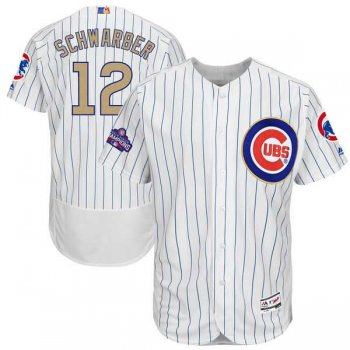 Chicago Cubs #12 Kyle Schwarber White 2017 Gold Program Flexbase Stitched MLB Jersey