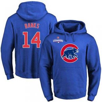 Chicago Cubs #14 Ernie Banks Blue 2016 World Series Champions Primary Logo Pullover Baseball Hoodie