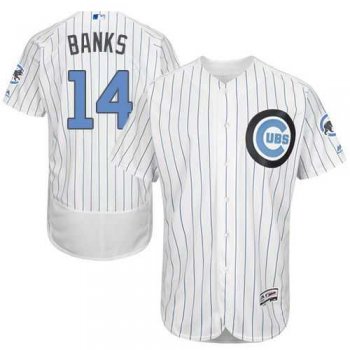 Chicago Cubs #14 Ernie Banks White(Blue Strip) Flexbase Authentic Collection Father's Day Stitched MLB Jersey