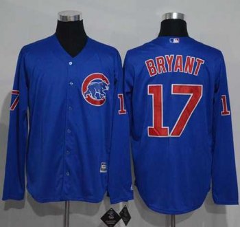 Chicago Cubs #17 Kris Bryant Blue New Cool Base Long Sleeve Stitched MLB Jersey