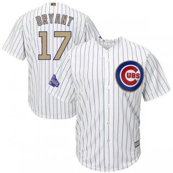 Chicago Cubs #17 Kris Bryant White 2017 Gold Program Cool Base Stitched MLB Jersey