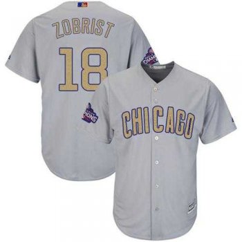 Chicago Cubs #18 Ben Zobrist Grey 2017 Gold Program Cool Base Stitched MLB Jersey