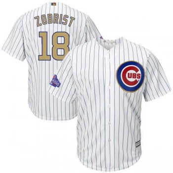 Chicago Cubs #18 Ben Zobrist White 2017 Gold Program Cool Base Stitched MLB Jersey