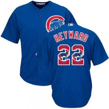 Chicago Cubs #22 Jason Heyward Blue Team Logo Fashion Stitched MLB Jersey