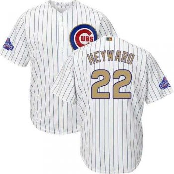 Chicago Cubs #22 Jason Heyward White(Blue Strip) 2017 Gold Program Cool Base Stitched MLB Jersey