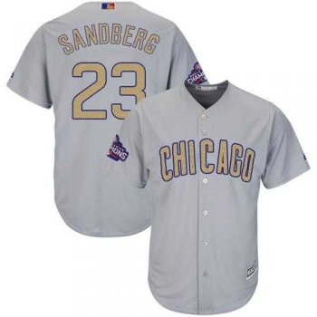 Chicago Cubs #23 Ryne Sandberg Grey 2017 Gold Program Cool Base Stitched MLB Jersey