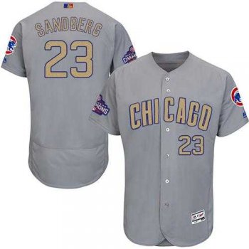 Chicago Cubs #23 Ryne Sandberg Grey Flexbase Authentic 2017 Gold Program Stitched MLB Jersey