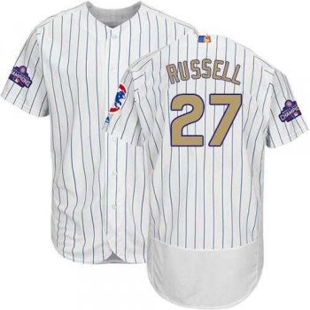 Chicago Cubs #27 Addison Russell White(Blue Strip) Flexbase Authentic 2017 Gold Program Stitched MLB Jersey