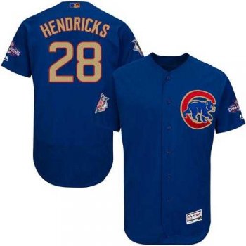 Chicago Cubs #28 Kyle Hendricks Blue Flexbase Authentic 2017 Gold Program Stitched MLB Jersey