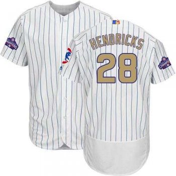 Chicago Cubs #28 Kyle Hendricks White(Blue Strip) Flexbase Authentic 2017 Gold Program Stitched MLB Jersey