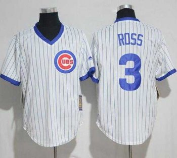 Chicago Cubs #3 David Ross White Strip Home Cooperstown Stitched MLB Jersey