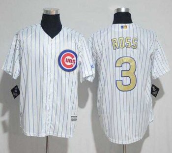 Chicago Cubs #3 David Ross White(Blue Strip) 2017 Gold Program Cool Base Stitched MLB Jersey