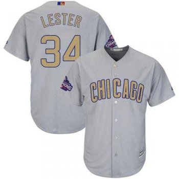 Chicago Cubs #34 Jon Lester Grey 2017 Gold Program Cool Base Stitched MLB Jersey