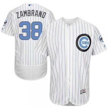 Chicago Cubs #38 Carlos Zambrano White(Blue Strip) Flexbase Authentic Collection Father's Day Stitched MLB Jersey