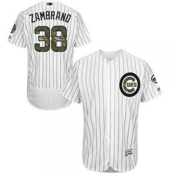 Chicago Cubs #38 Carlos Zambrano White(Blue Strip) Flexbase Authentic Collection Memorial Day Stitched MLB Jersey