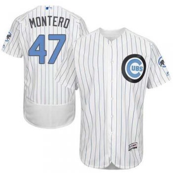 Chicago Cubs #47 Miguel Montero White(Blue Strip) Flexbase Authentic Collection Father's Day Stitched MLB Jersey