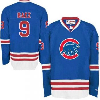 Chicago Cubs #9 Javier Baez Blue Long Sleeve Stitched MLB Jersey