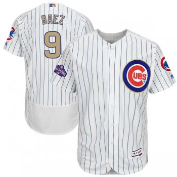 Chicago Cubs #9 Javier Baez White 2017 Gold Program Flexbase Stitched MLB Jersey