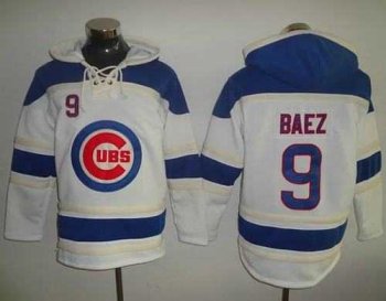 Chicago Cubs #9 Javier Baez White Sawyer Hooded Sweatshirt Baseball Hoodie