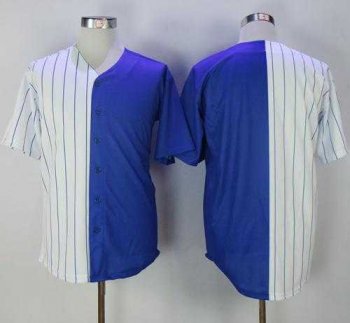 Chicago Cubs Blank White Blue Split Fashion Stitched MLB Jersey