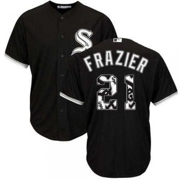 Chicago White Sox #21 Todd Frazier Black Team Logo Fashion Stitched MLB Jersey