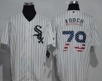 Chicago White Sox #79 Jose Abreu White(Black Strip) USA Flag Fashion Stitched Baseball Jersey