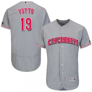 Cincinnati Reds #19 Joey Votto Grey Flexbase Authentic Collection Stitched MLB Jersey