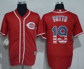 Cincinnati Reds #19 Joey Votto Red USA Flag Fashion Stitched Baseball Jersey