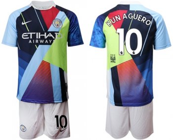 Manchester City #10 Kun Aguero Nike Cooperation 6th Anniversary Celebration Soccer Club Jersey