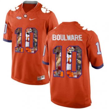 Clemson Tigers #10 Ben Boulware Orange With Portrait Print College Football Jersey2