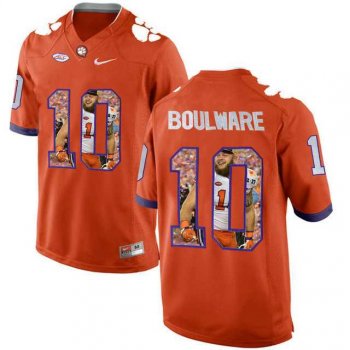 Clemson Tigers #10 Ben Boulware Orange With Portrait Print College Football Jersey3