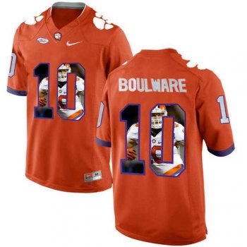 Clemson Tigers #10 Ben Boulware Orange With Portrait Print College Football Jersey5