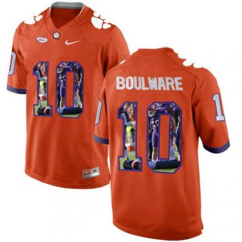 Clemson Tigers #10 Ben Boulware Orange With Portrait Print College Football Jersey7