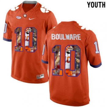 Youth Clemson Tigers #10 Ben Boulware Orange With Portrait Print Youth College Football Jersey2