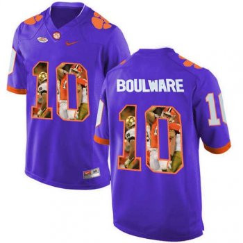 Clemson Tigers #10 Ben Boulware Purple With Portrait Print College Football Jersey2