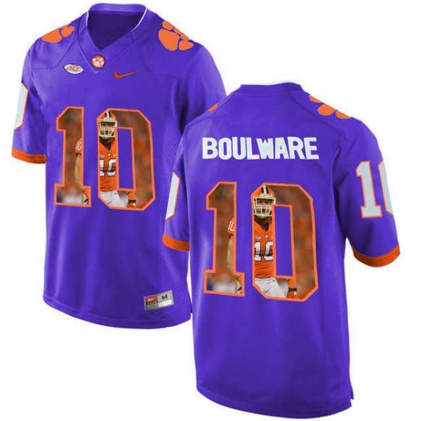 Clemson Tigers #10 Ben Boulware Purple With Portrait Print College Football Jersey9