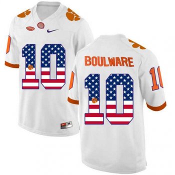 Clemson Tigers #10 Ben Boulware White USA Flag College Football Jersey