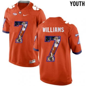 Youth Clemson Tigers #7 Mike Williams Orange With Portrait Print Youth College Football Jersey2