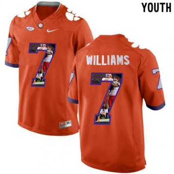 Youth Clemson Tigers #7 Mike Williams Orange With Portrait Print Youth College Football Jersey5