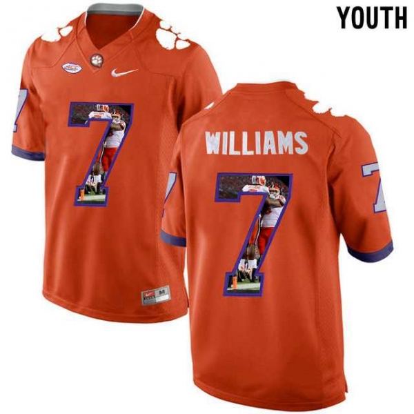 Youth Clemson Tigers #7 Mike Williams Orange With Portrait Print Youth College Football Jersey5