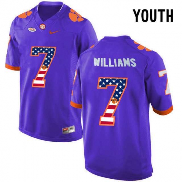 Youth Clemson Tigers #7 Mike Williams Purple USA Flag Youth College Football Jersey