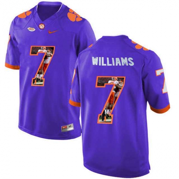 Clemson Tigers #7 Mike Williams Purple With Portrait Print College Football Jersey5