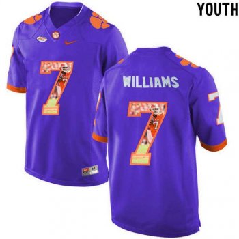 Youth Clemson Tigers #7 Mike Williams Purple With Portrait Print Youth College Football Jersey