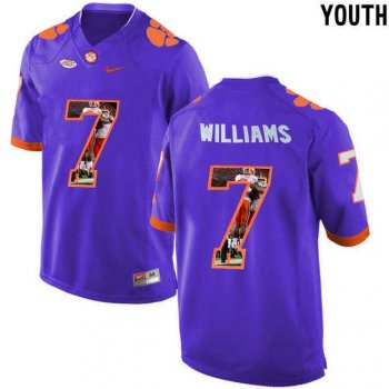 Youth Clemson Tigers #7 Mike Williams Purple With Portrait Print Youth College Football Jersey5